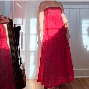 Red Embroidered and beaded floral Dress